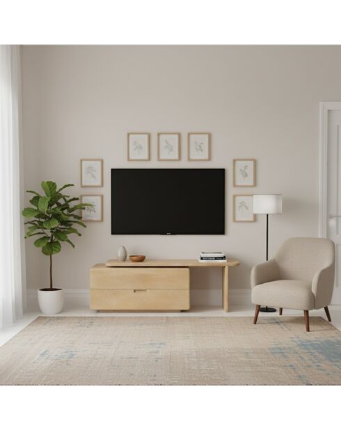 Ariel II beigefarbener TV-Ständer mit 2 Schubladen - 140x38x38 cm