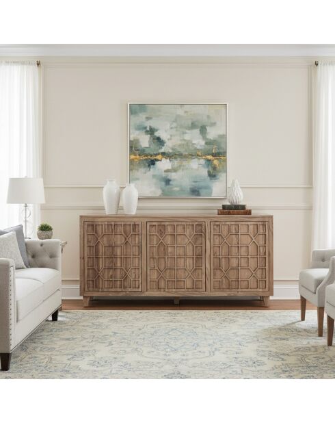 Acacia Punjab-II Anrichte mit 3 Türen, gelb/gold, 170 x 45 x 81 cm