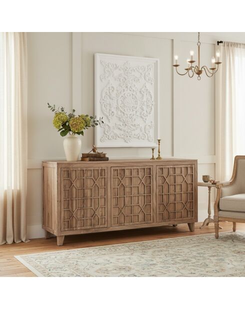 Acacia Punjab-II Anrichte mit 3 Türen, gelb/gold, 170 x 45 x 81 cm