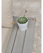 OSAKA, mobili da giardino angolari a 5 posti, alluminio grigio, imitazione legno e alluminio bianco e grigio