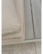 OSAKA, mobili da giardino angolari a 5 posti, alluminio grigio, imitazione legno e alluminio bianco e grigio