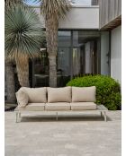 OSAKA, mobili da giardino angolari a 5 posti, alluminio grigio, imitazione legno e alluminio bianco e grigio