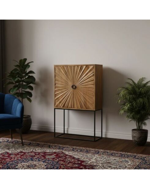 Manguier Solaris II beige uitgesneden hoog dressoir - 100x42x170 cm