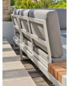 Mueble de jardín esquinero VALENCIA de 6 plazas en teca y aluminio blanco y gris