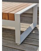 Mueble de jardín esquinero VALENCIA de 6 plazas en teca y aluminio blanco y gris