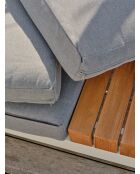 Mueble de jardín esquinero VALENCIA de 6 plazas en teca y aluminio blanco y gris