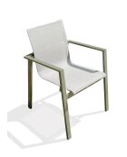 Fauteuil de jardin empilable MIAMI en textilène gris et aluminium Kaki - 103x62x100cm
