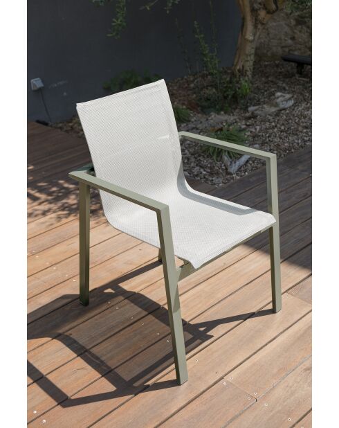 Fauteuil de jardin empilable MIAMI en textilène gris et aluminium Kaki - 103x62x100cm