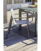 Fauteuil de jardin empilable MIAMI en textilène gris et aluminium Kaki - 103x62x100cm