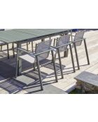 Fauteuil de jardin empilable MIAMI en textilène gris et aluminium Kaki - 103x62x100cm