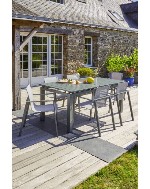 Fauteuil de jardin empilable MIAMI en textilène gris et aluminium Kaki - 103x62x100cm