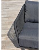 Salón de jardín bajo BIARRITZ de 5 plazas en aluminio y cuerda tejida negra y gris antracita