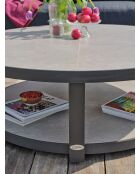 Salón de jardín bajo BIARRITZ de 5 plazas en aluminio y cuerda tejida negra y gris antracita