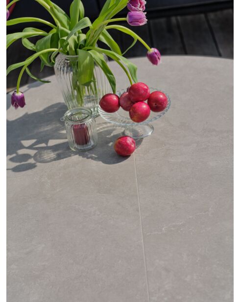 Salón de jardín bajo BIARRITZ de 5 plazas en aluminio y cuerda tejida negra y gris antracita