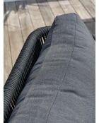 Salón de jardín bajo BIARRITZ de 5 plazas en aluminio y cuerda tejida negra y gris antracita