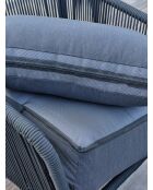 Salón de jardín bajo BIARRITZ de 5 plazas en aluminio y cuerda tejida negra y gris antracita