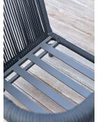 Salón de jardín bajo BIARRITZ de 5 plazas en aluminio y cuerda tejida negra y gris antracita