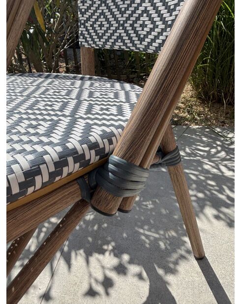 2 bruine en blauwe BISTRO tuinstoelen