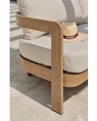 Salón de jardín bajo de 5 plazas DAVAO en aluminio imitación madera marrón y crudo