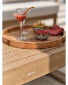 Salón de jardín bajo de 5 plazas DAVAO en aluminio imitación madera marrón y crudo