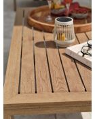 Salón de jardín bajo de 5 plazas DAVAO en aluminio imitación madera marrón y crudo