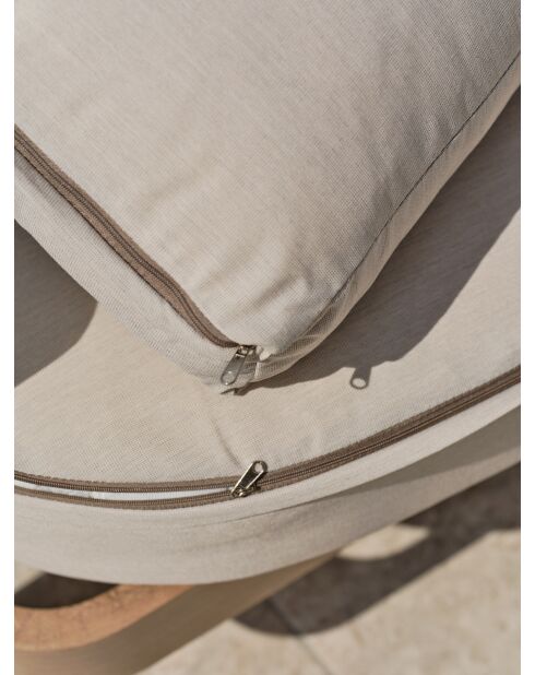 Salón de jardín bajo de 5 plazas DAVAO en aluminio imitación madera marrón y crudo