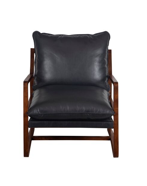 Schwarzer Ledersessel Lucca - 76x89x76 cm