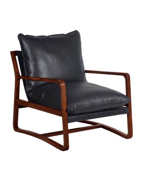 Schwarzer Ledersessel Lucca - 76x89x76 cm