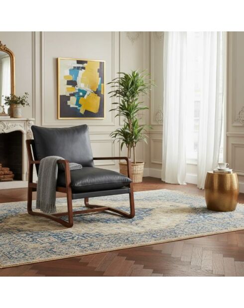 Schwarzer Ledersessel Lucca - 76x89x76 cm