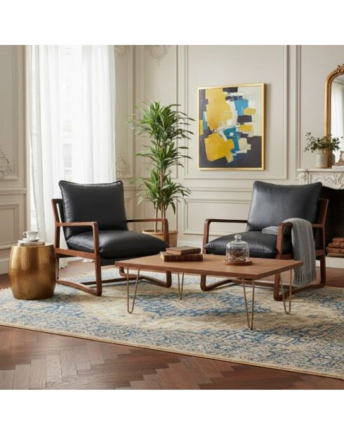 Schwarzer Ledersessel Lucca - 76x89x76 cm