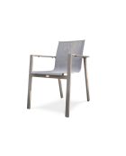 ZAHARA Stapelbarer Gartensessel aus Aluminium und taupefarbenem Textilen, 103 x 62 x 100 cm