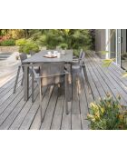 ZAHARA Stapelbarer Gartensessel aus Aluminium und taupefarbenem Textilen, 103 x 62 x 100 cm