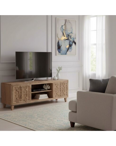 Acacia Punjab-II 2-türiger TV-Ständer gelb/gold - 170x40x60 cm