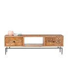 Tv-meubel 2 laden, 1 plank Manguier Sculture II beige - 158x50x57 cm