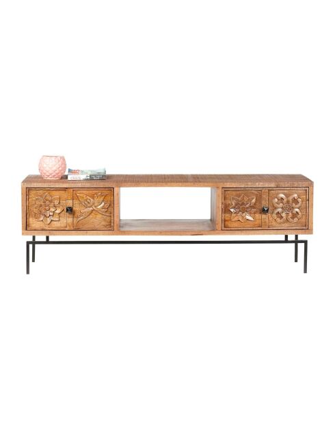 TV-Ständer 2 Schubladen, 1 Ablage Manguier Sculture II beige - 158x50x57 cm