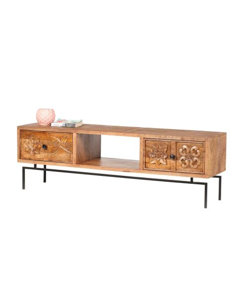 TV-Ständer 2 Schubladen, 1 Ablage Manguier Sculture II beige - 158x50x57 cm