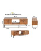 Tv-meubel 2 laden, 1 plank Manguier Sculture II beige - 158x50x57 cm