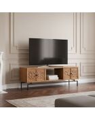 Tv-meubel 2 laden, 1 plank Manguier Sculture II beige - 158x50x57 cm
