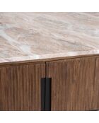 4-türiger niedriger TV-Ständer mit Manguier Kfir III Marmorplatte braun - 140x42x50 cm