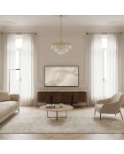 4-türiger niedriger TV-Ständer mit Manguier Kfir III Marmorplatte braun - 140x42x50 cm