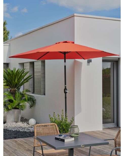 MARBELLA Sonnenschirm mit Griff in Anthrazitgrau und Terrakotta - 138x14x14cm