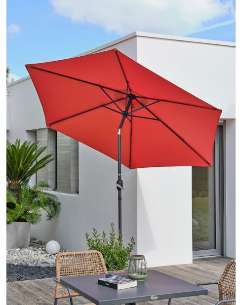 MARBELLA Sonnenschirm mit Griff in Anthrazitgrau und Terrakotta - 138x14x14cm