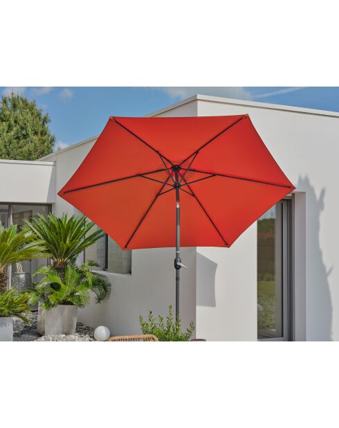 Parasol MARBELLA à manivelle gris anthracite et Terracotta - 138x14x14cm