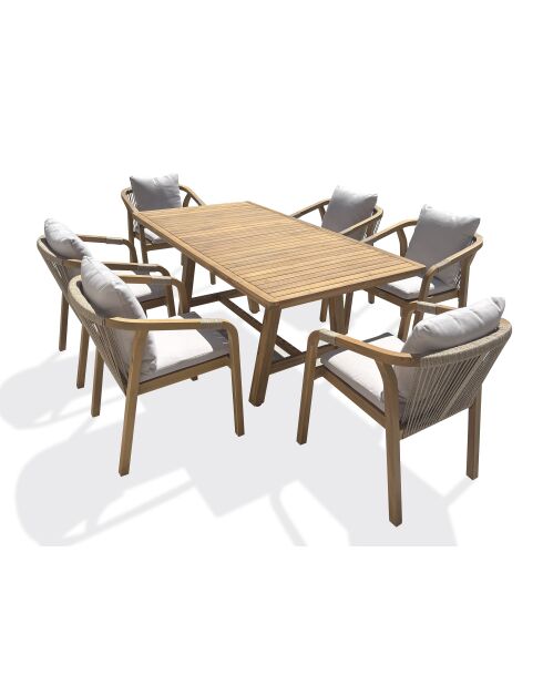 SERENA 6-Sitzer-Gartengarnitur aus Akazienholz in Braun und Grau