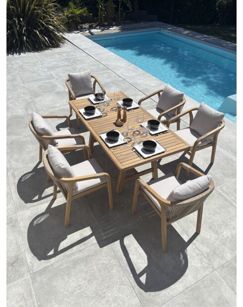 SERENA 6-Sitzer-Gartengarnitur aus Akazienholz in Braun und Grau