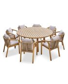 Ensemble repas de jardin SERENA 8 places en bois d'acacia marron et gris