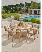 Ensemble repas de jardin SERENA 8 places en bois d'acacia marron et gris