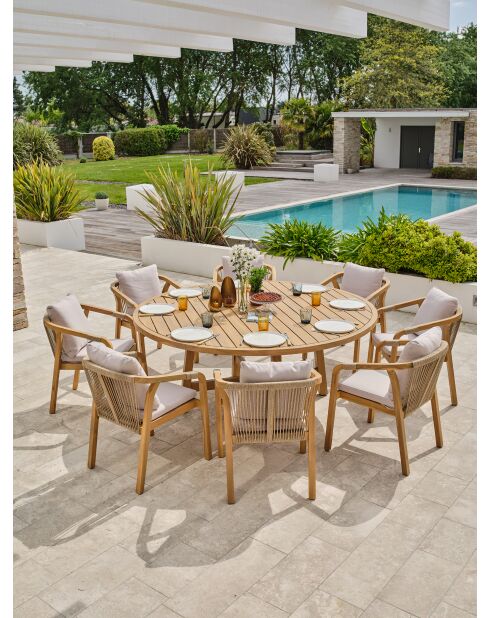 SERENA Garten-Essgruppe für 8 Personen aus braunem und grauem Akazienholz