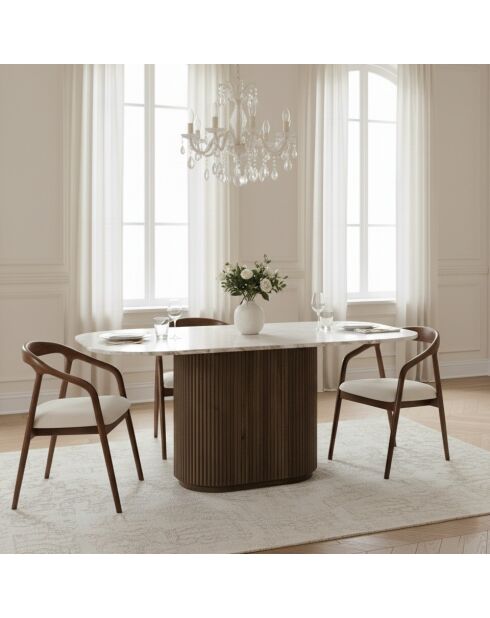 Esstisch mit Marmorplatte Manguier Kfir III braun - 170x130x76 cm