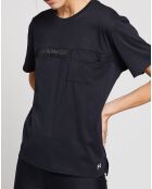 Schwarzes Netz-T-Shirt mit Tasche